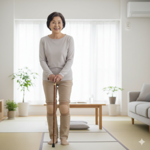 膝サポ－タの高齢者